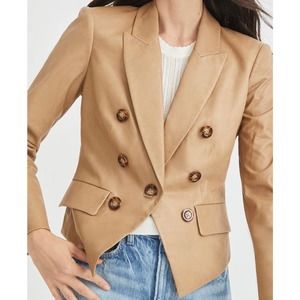 Women’s Veronica Beard Camel Leather Dickey Jacket/Blazer